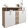 Credenza Moderna con 3 Cassetti 4 Ante e Ripiano Aperto Bianc