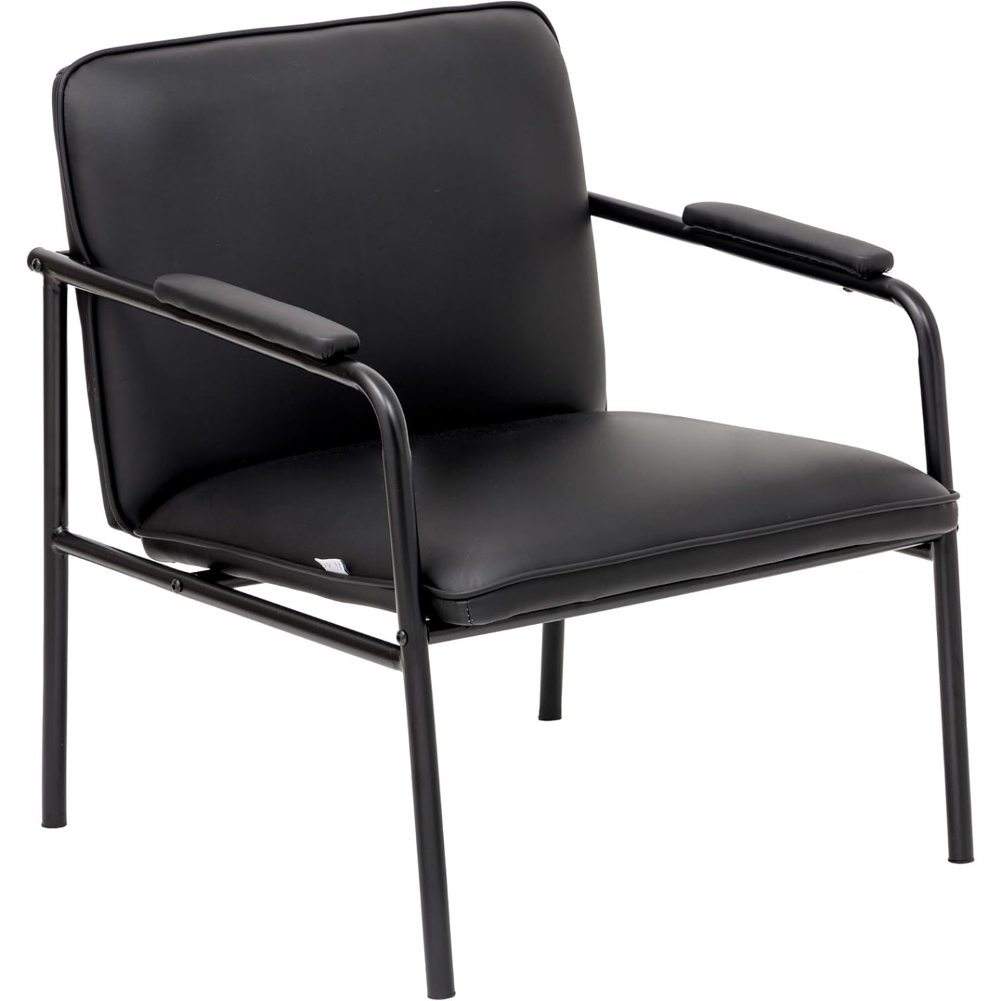 Poltrona in Ecopelle con Struttura in Ferro Design Moderno Nera 78 x