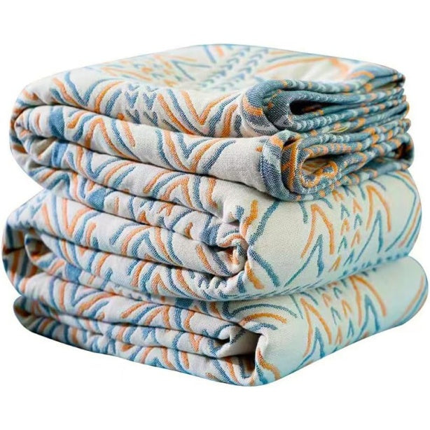 Coperta Double Face in Stile Boho Realizzata in Cotone Biologico Beige 20