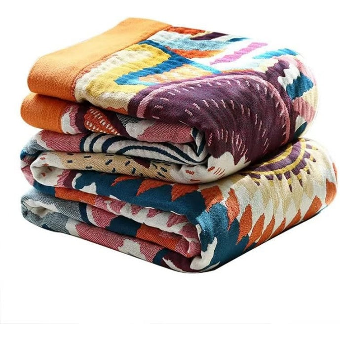 Coperta Multiuso in Cotone Biologico per Divano Letto e Poltrona Fantasia Mondo Colorato 23